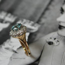 Vintage 18ct Blue Zircon & Diamond Cluster Ring
