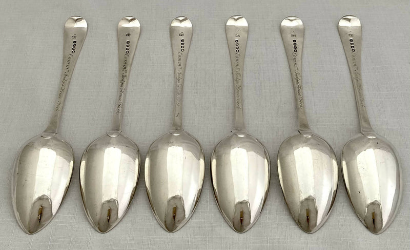 George III Six Silver Tablespoons for The Judges House York. London 1806 Eley & Fearn. 14.8 troy ounces.