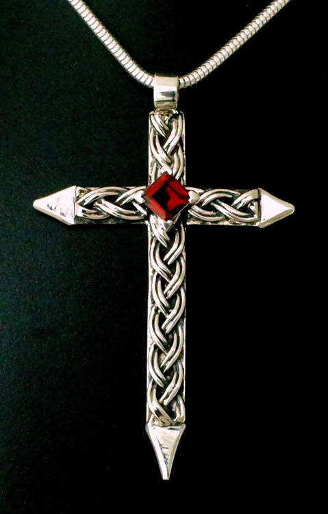 Jake: Garnet celtic cross pendant
