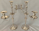 Georgian, George III, Pair of Old Sheffield Plate Three Light Candelabra, circa 1800 - 1810.