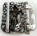 Late 19th Century Burmese White Metal Figural Relief Buckle.