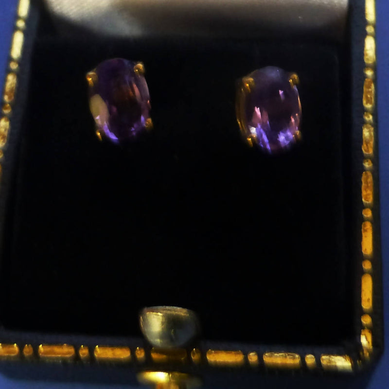 9ct Gold Amethyst Earrings