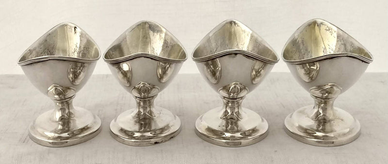 George III Four Scottish Silver Salts, Crested for Stuart of Bute. Edinburgh circa 1780 - 1810. 8.4 troy ounces.