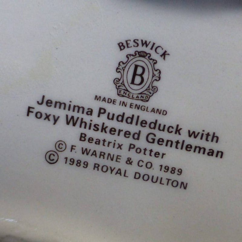 Beswick Beatrix Potter Figurine - Jemima Puddleduck With Foxy Whiskered Gentleman BP10 (Boxed)