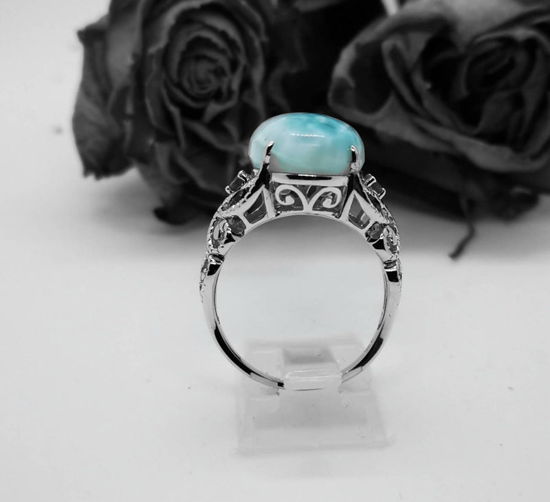 New Larimar, Ruby, Russian Diopside Sterling Silver Cocktail Ring