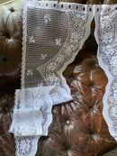 Gustavian -Vintage 1920's Style Pair of cream Cotton Lace Swag Curtain Panels - 15”/45”inches