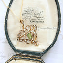 Art Nouveau 15ct Peridot & Pearl Pendant/Brooch