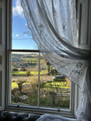 Antique French Corneley off white Cotton Lace Curtain Panels recuperated château 72”/120” to finish