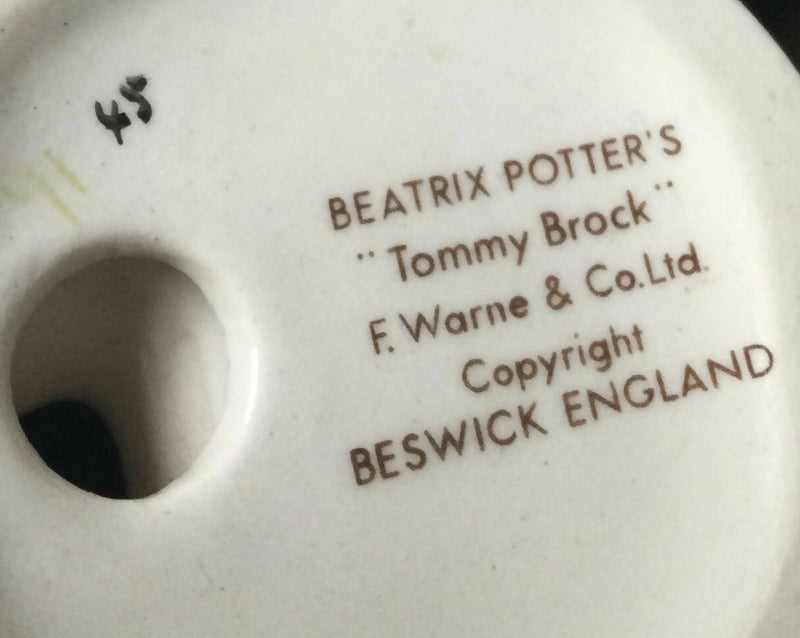 Beswick Tommy Brock figure Beswick Beatrix Potter Badger figure BP3A Tommy Brock spade out