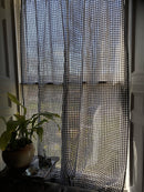 Striking contemporary Houndstooth Black Cotton madras Lace Curtain Panel 66”/120"