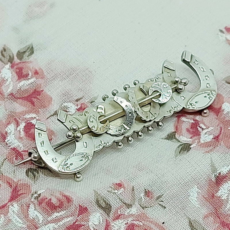 Victorian Silver Horse Shoe Bar Brooch