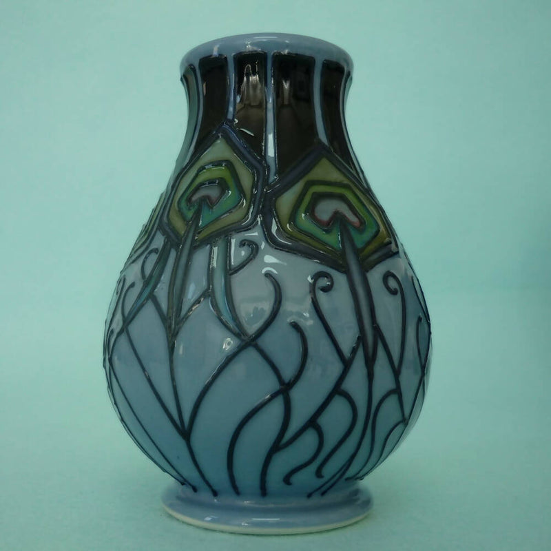 A Boxed Moorcroft Vase in the Peacock Parade Design by Nicola Slaney