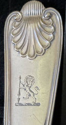 Victorian set of Six Double Struck Silver Plated Crested Table Forks. William Hutton & Sons.