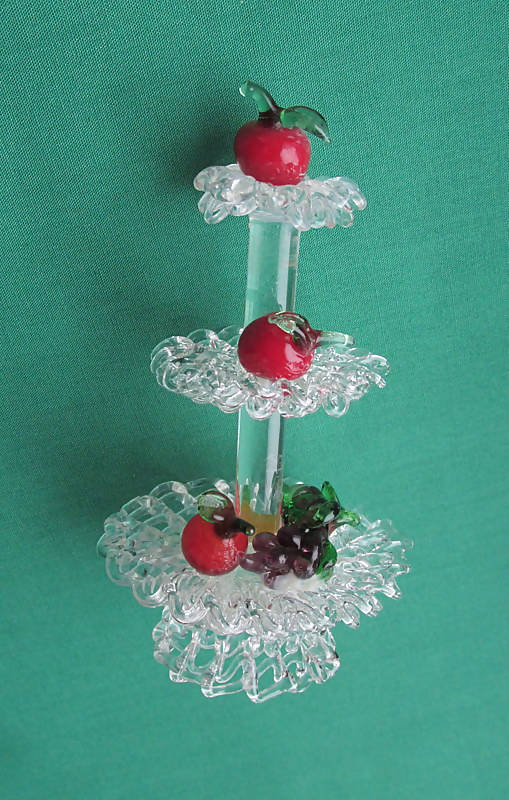 Vintage Clear & Coloured Glass Fruits Design Miniature Epergne