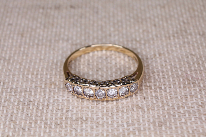 9ct Gold 7 x stone Diamond Half Eternity Ring
