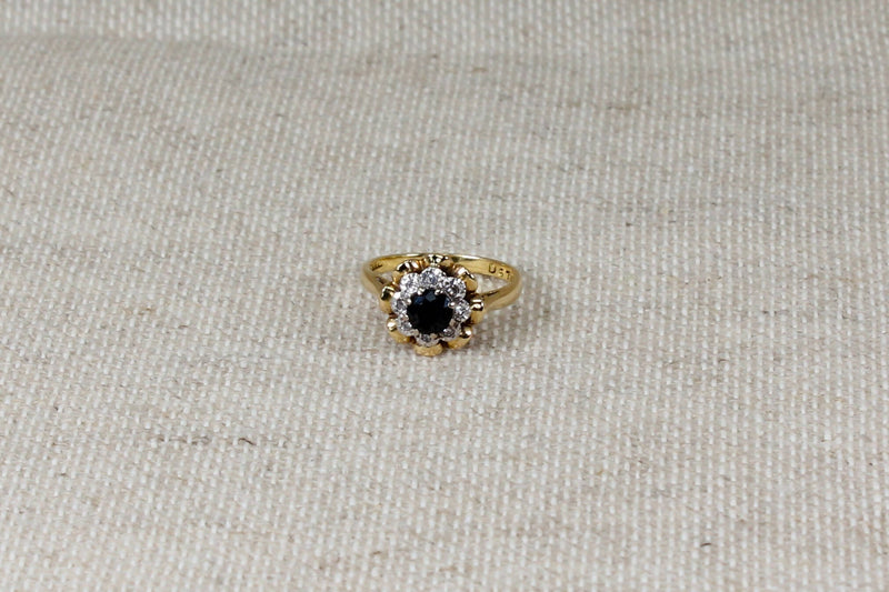 18ct Gold Sapphire & Diamond Cluster Ring