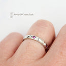 9ct White Gold Pink Sapphire & Diamond Band