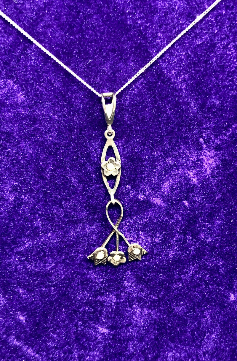 Art Nouveau Hallmarked 9ct Yellow Gold Seed Pearl Drop Pendant