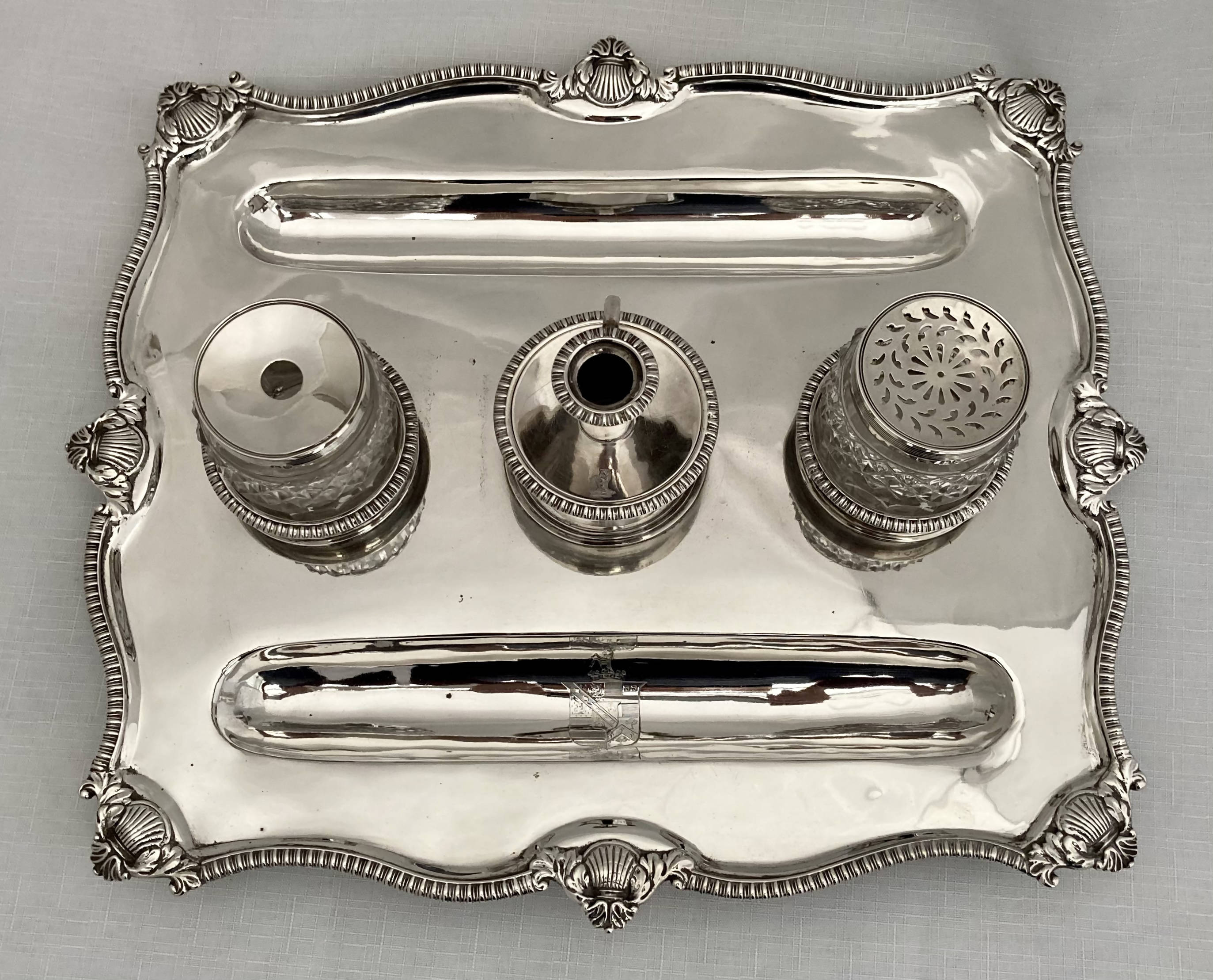 Georgian, George III, Silver Inkstand. Marital Arms of Smyth & Ibbetso