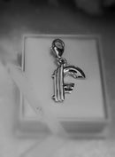 Diamond Initial silver charm pendant