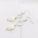 Silver Tone Heart & Mother of Pearl 'Lily of the Valley' Earrings