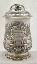 Georgian, George II, silver lidded tankard. London 1759 Robert Albin Cox. 24 troy ounces.