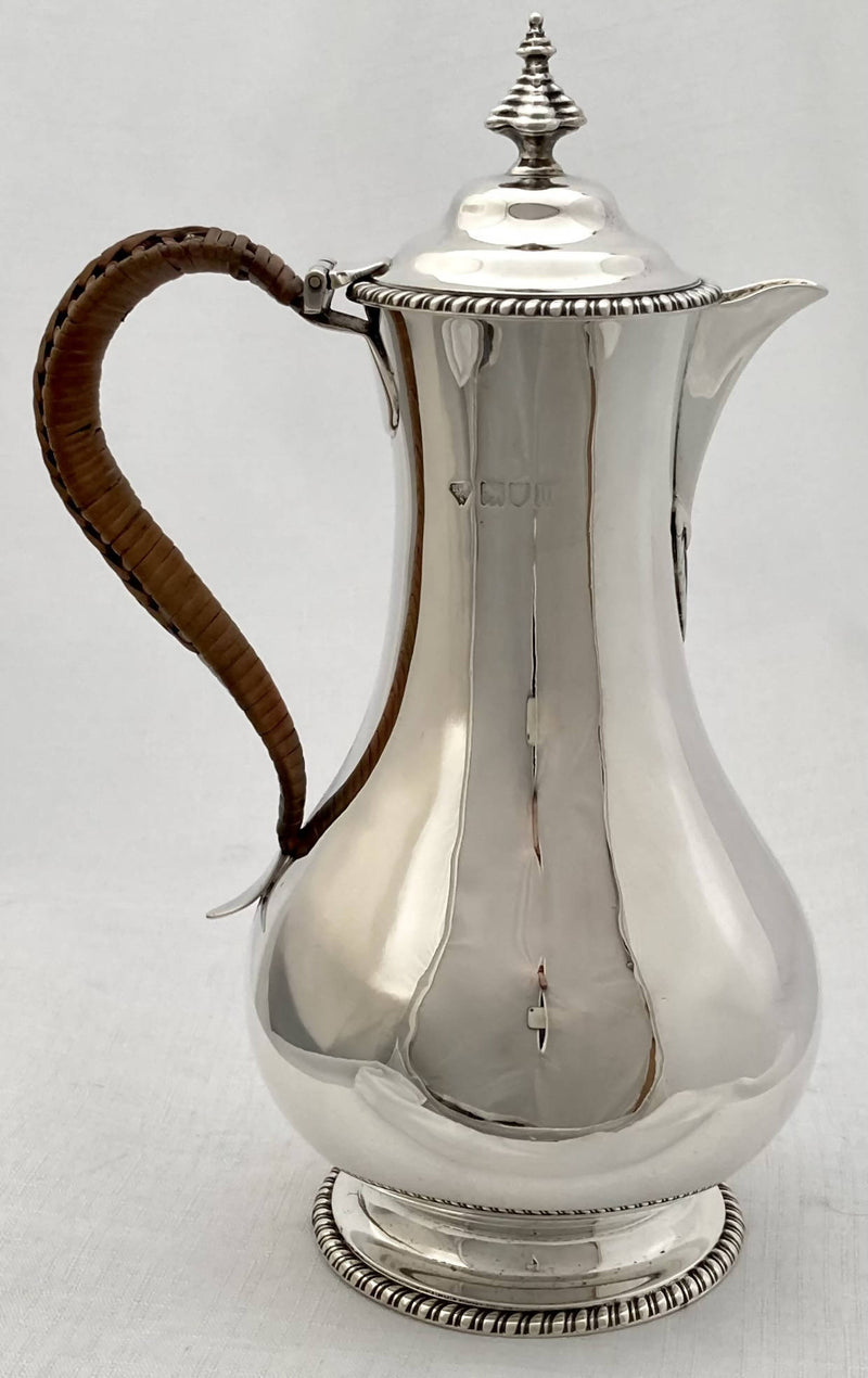 Edwardian Silver Hot Water Jug, London 1907 Holland, Aldwinckle & Slater. 12.6 troy ounces.