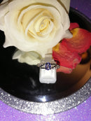 New Tanzanite & Zircon Rhodium Overlay 925 Sterling Silver - Size N