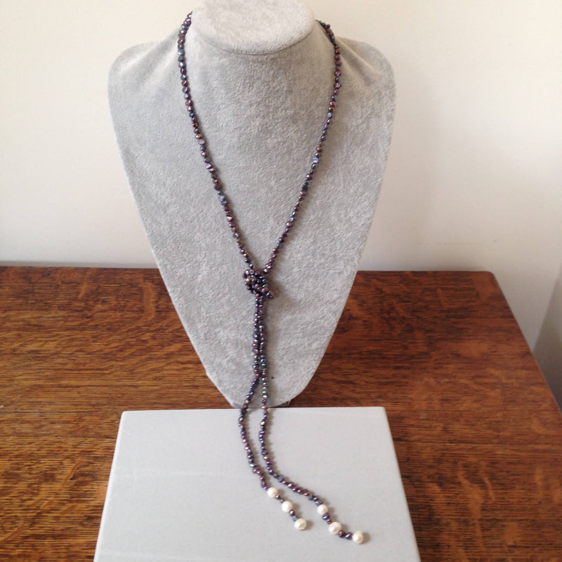 Freshwater cultured pearl lariat style necklace