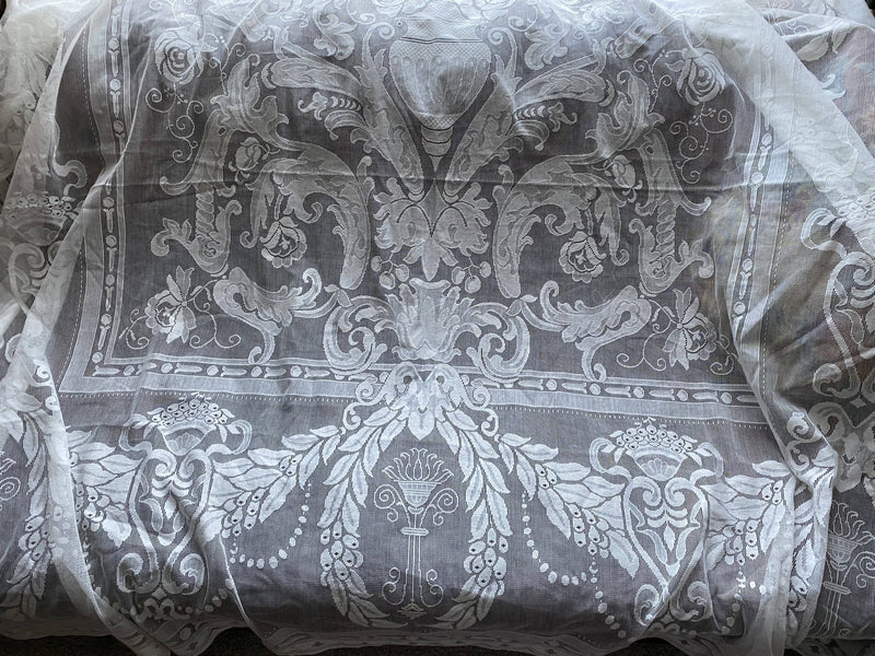 Beautiful Renaissance cream cotton lace curtain Wreath 72”126”