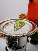 New Peridot and Diopside 925 Sterling Silver Ring with Rhodium Overlay (Size N)