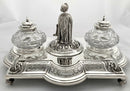 Victorian Silver Figural Inkstand: Bugle Major Alexander White, 52nd Light Infantry. Sheffield 1866 Fenton Brothers. 32 troy ounces.