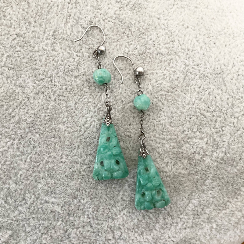 1930’s Art Deco faux jade earrings