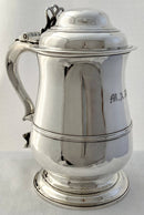 Georgian, George III, Silver Lidded Quart Tankard. London 1770 John Delmester. 30 troy ounces.