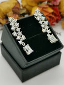 New Platinum Overlay Sterling Silver (Oct) Dangling Earrings (with Push Back) Made with GENUINE SWAROVSKI ZIRCONIA