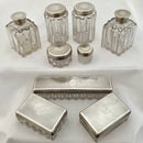 Early Victorian Silver Mounted Cut Glass Vanity Set. London 1839 Charles Rawlings & William Summers. 11.5 troy ounces.