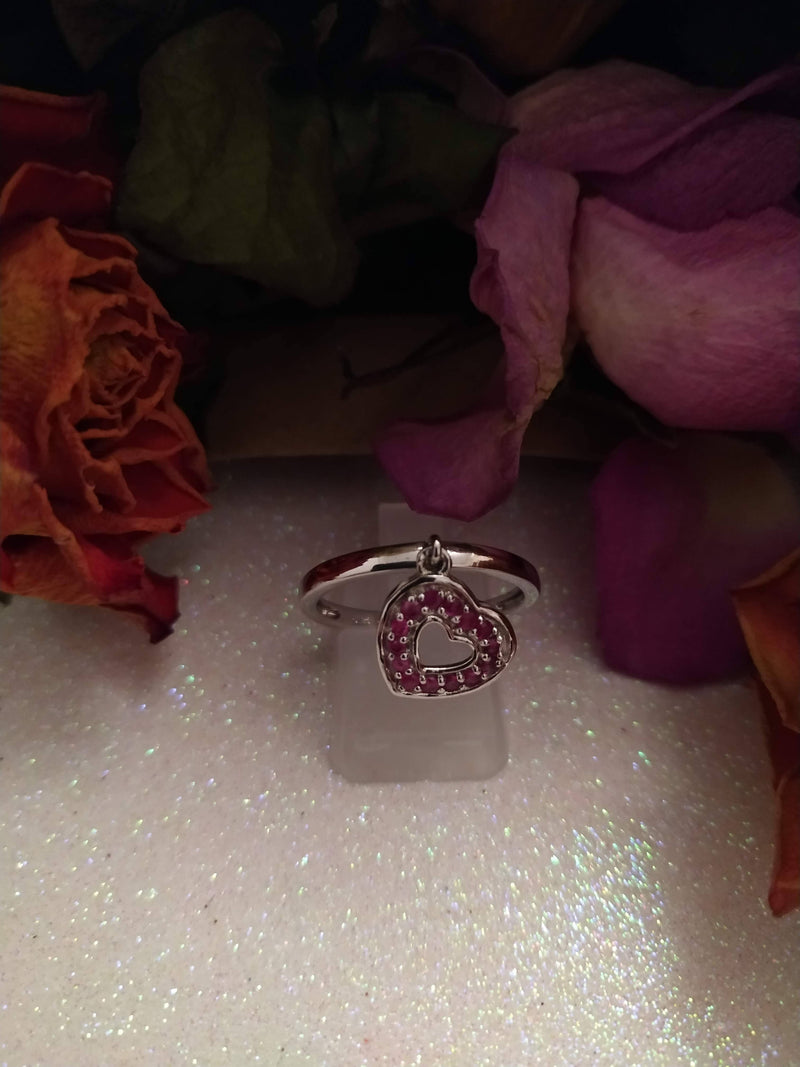 New Ruby Heart Ring Size N