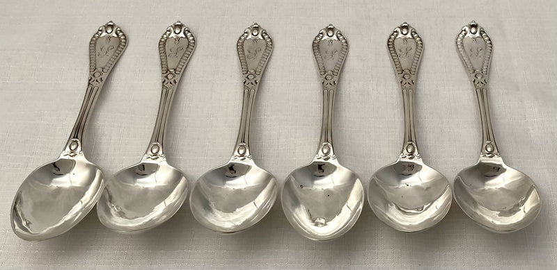 Victorian Set of Six Silver Dessert Spoons. London 1858 George Adams of Chawner & Co. 9.6 troy ounces.