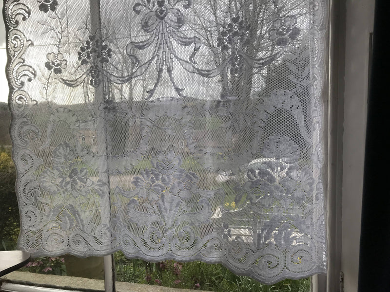 Victorian design Alexandra white Cotton lace curtain panel Hang -36”/120” long