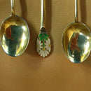 Set of enamelled silver gilt coffee spoons