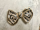 Vintage Christian Dior Bow Brooch, gold plate, enamel and rhinestone