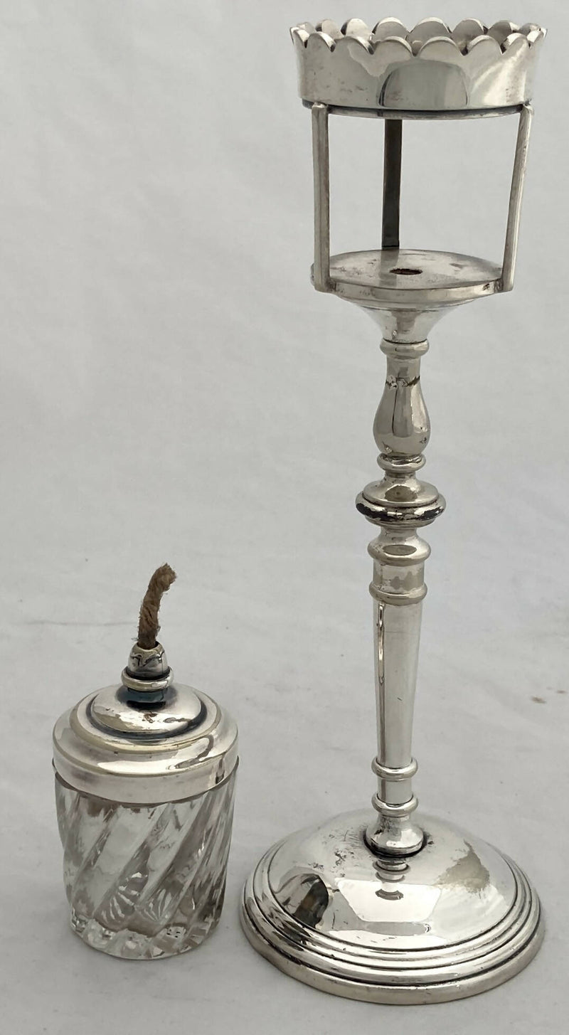 Edwardian Silver Plated Lamp Post Table Lighter. Barker Brothers, Birmingham.