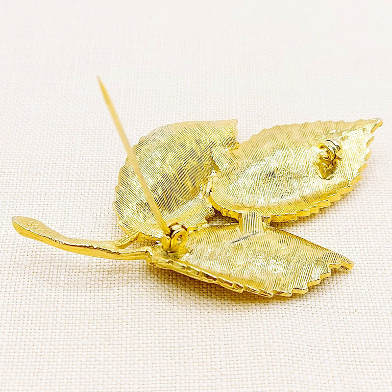 Gold Tone Leaf Brooch