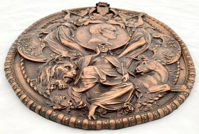 Victorian Duke of Wellington Copper Relief Plaque.