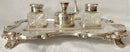 Large Silver Plated Inkstand, in the Georgian Manner, with Twin Inkwells, Taperstick Holder & Snuffer.