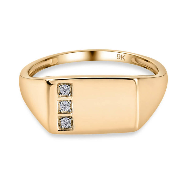 Diamond Signet Ring in 9K Gold (Size W)