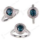 18ct White Gold Blue & White Diamond Cluster Ring