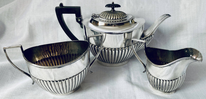 George V Period Silver Plated Tea Set with Part Fluted Decoration, Circa 1920's.