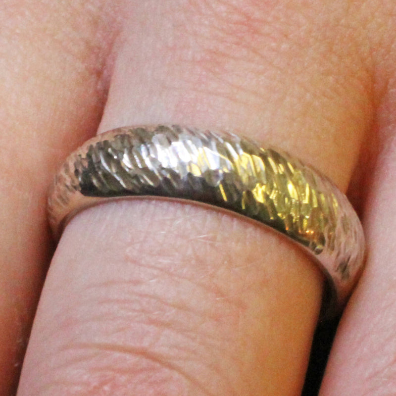 Textured silver ring