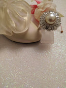 New South Sea Pearl Zircon Halo Ring Size S
